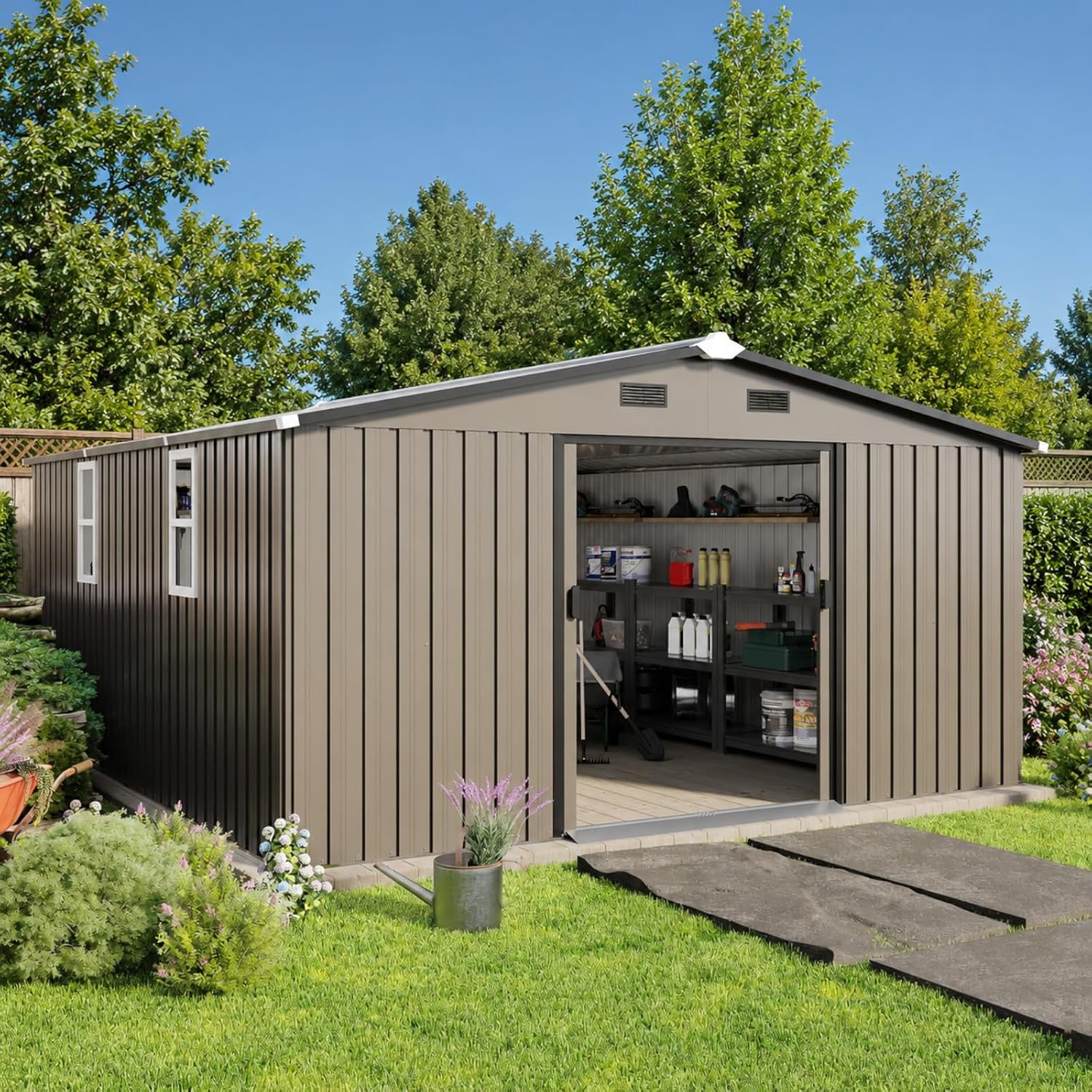 Metal Storage Shed 10x12FT Out - Garden Tools review and price