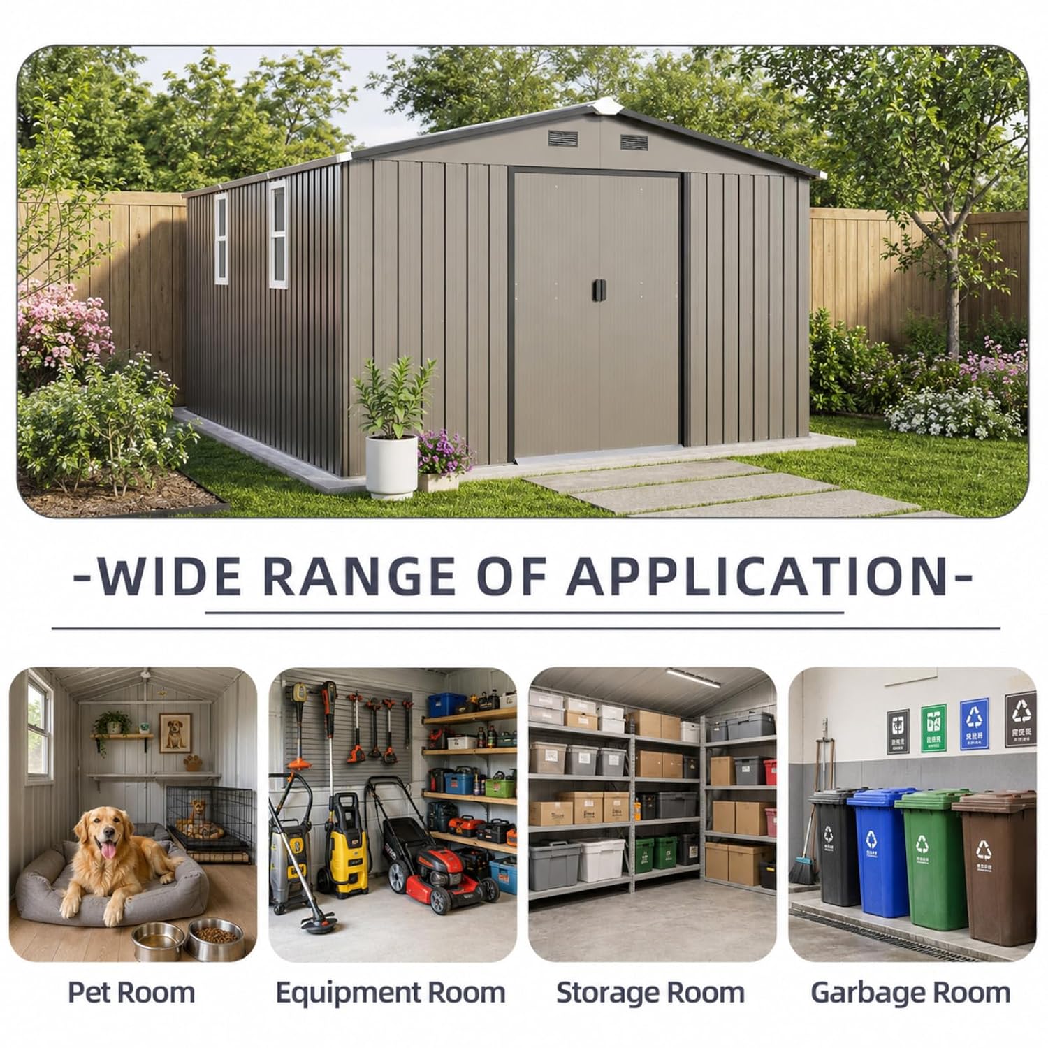 Metal Storage Shed 10x12FT Out - Garden Tools review and price