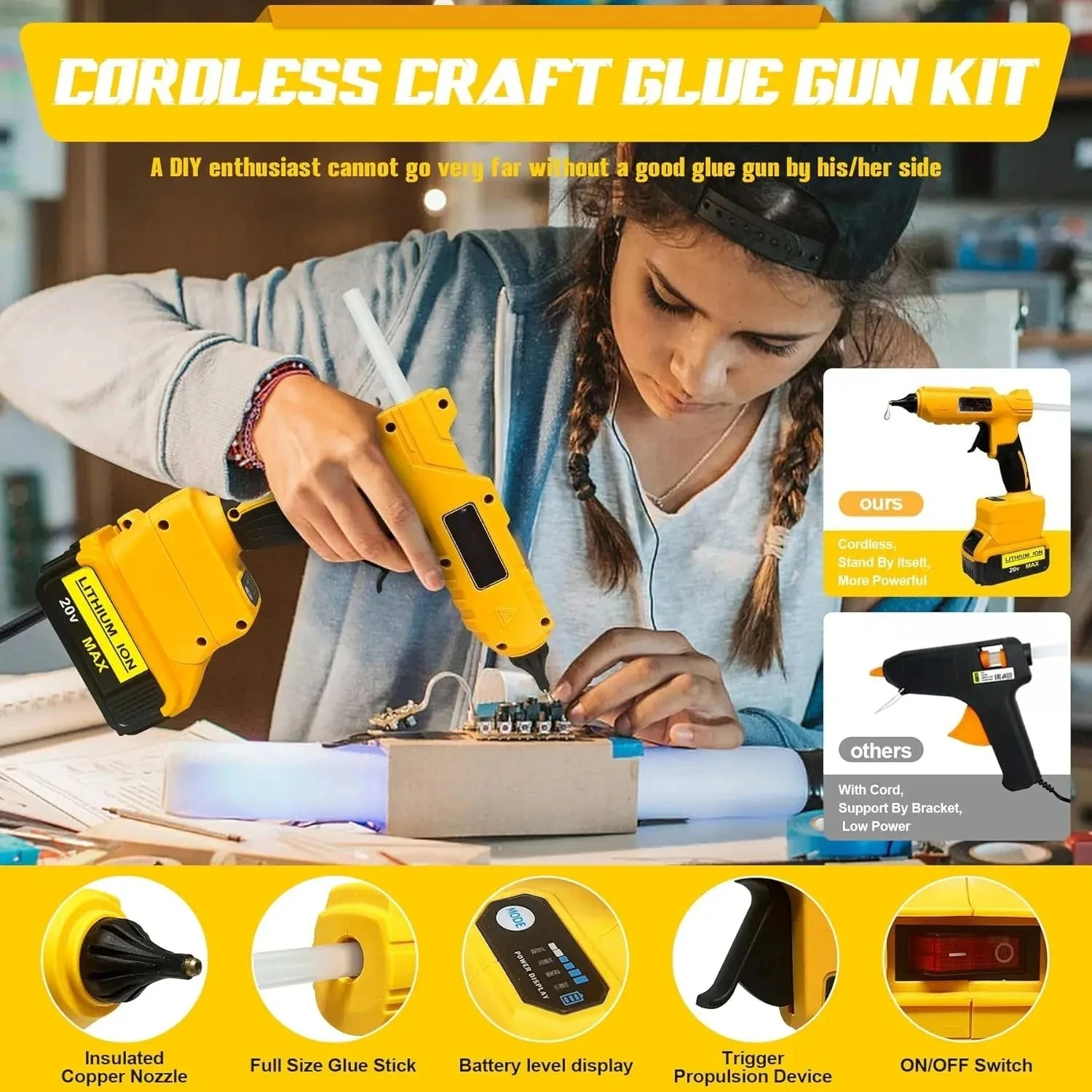 Cordless Electric Handheld Hot - Hot Melt Glue Gun Cordless review and price