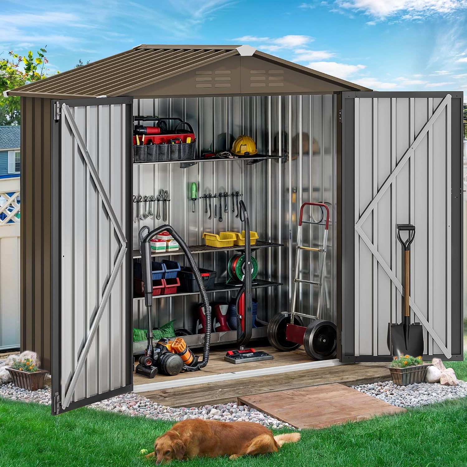 6x4ft Metal Outdoor Storage Sh - Garden Tools review and price