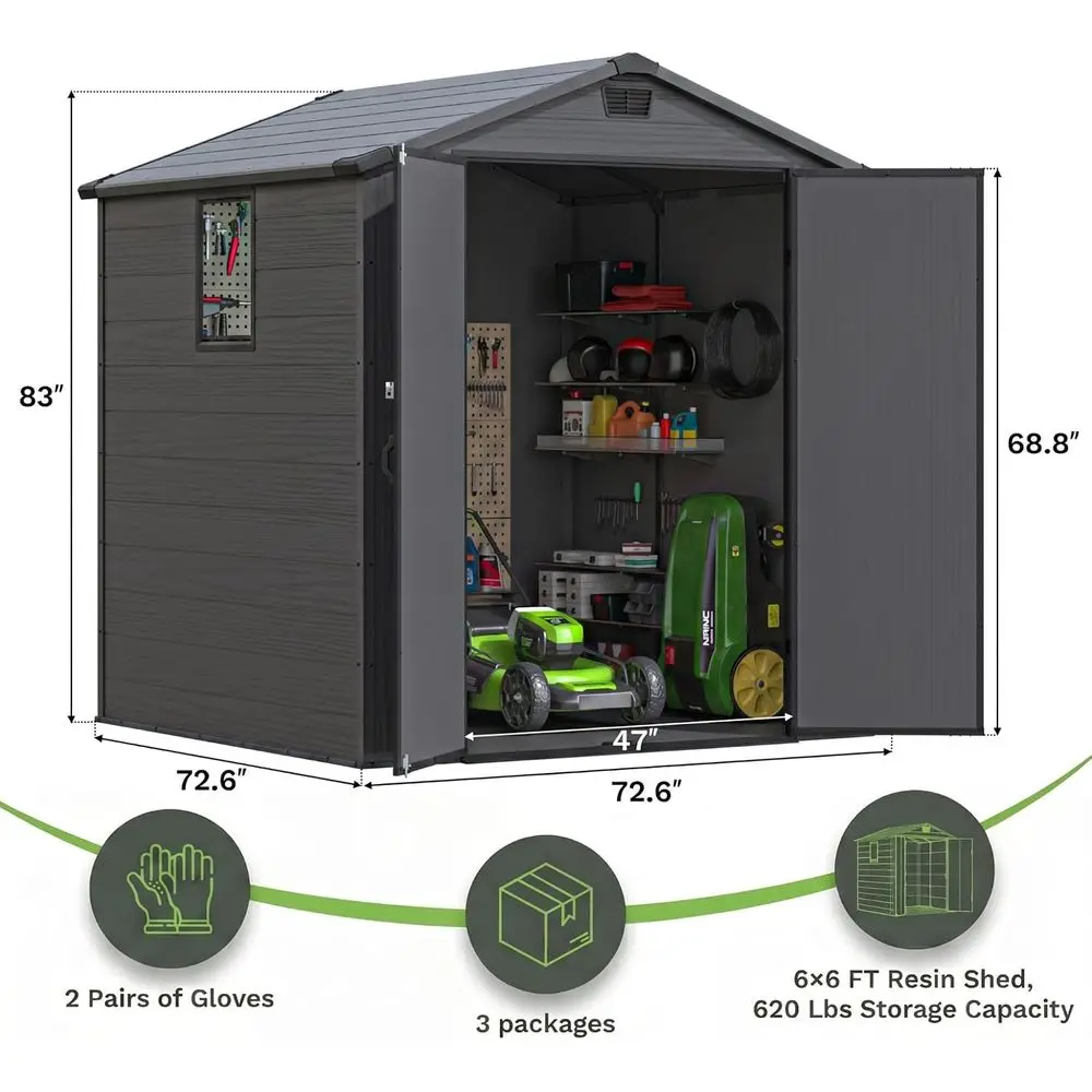 6x6 Plastic Storage Shed with  - Garden Tools review and price