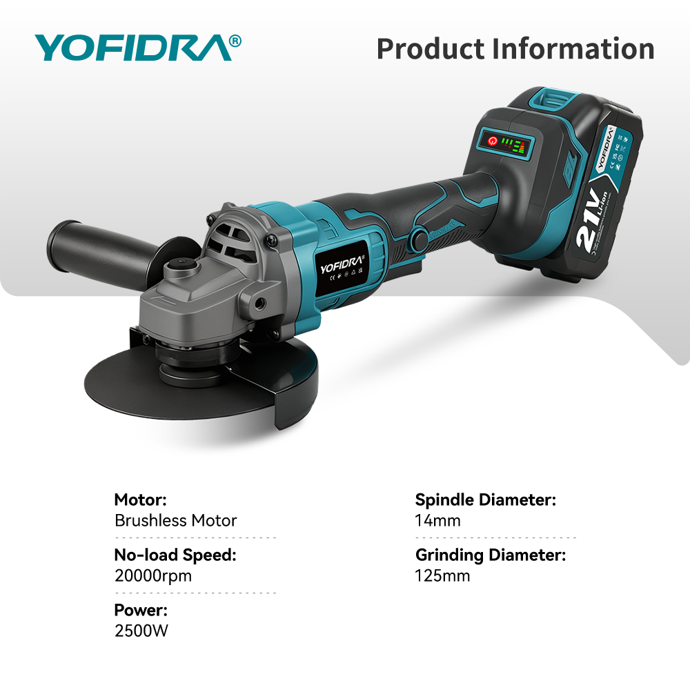 YOFIDRA 125mm Brushless Angle  - Brushless Angle Grinder Battery Powered review and price
