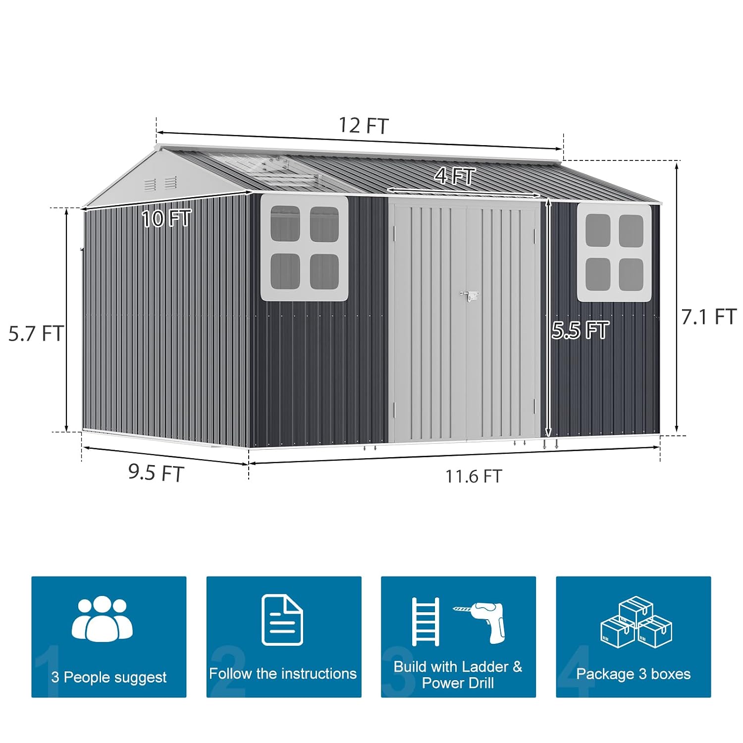 12x10 FT Metal Storage Shed wi - Garden Tools review and price